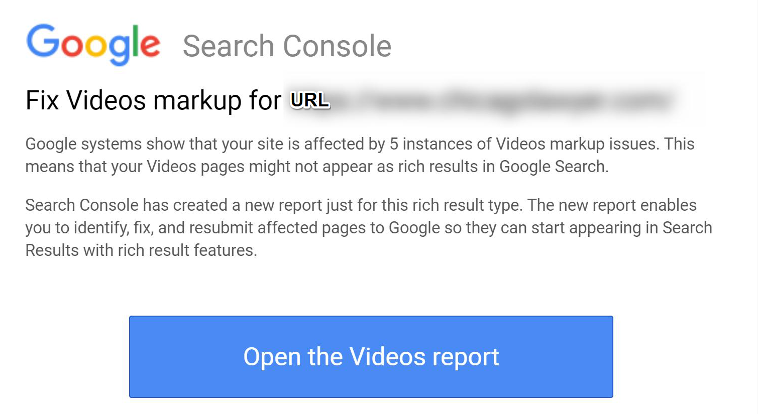 fix video markup google search console